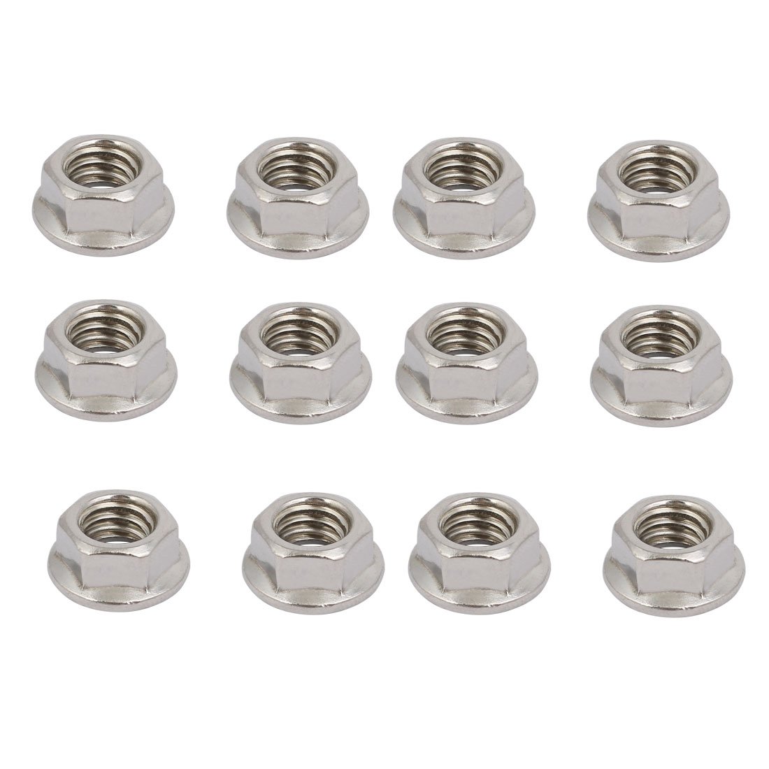 Sourcingmap 12pcs 3/8"-16 UNC Thread 304 Stainless Steel Hex Serrated Flange Nut Fastener