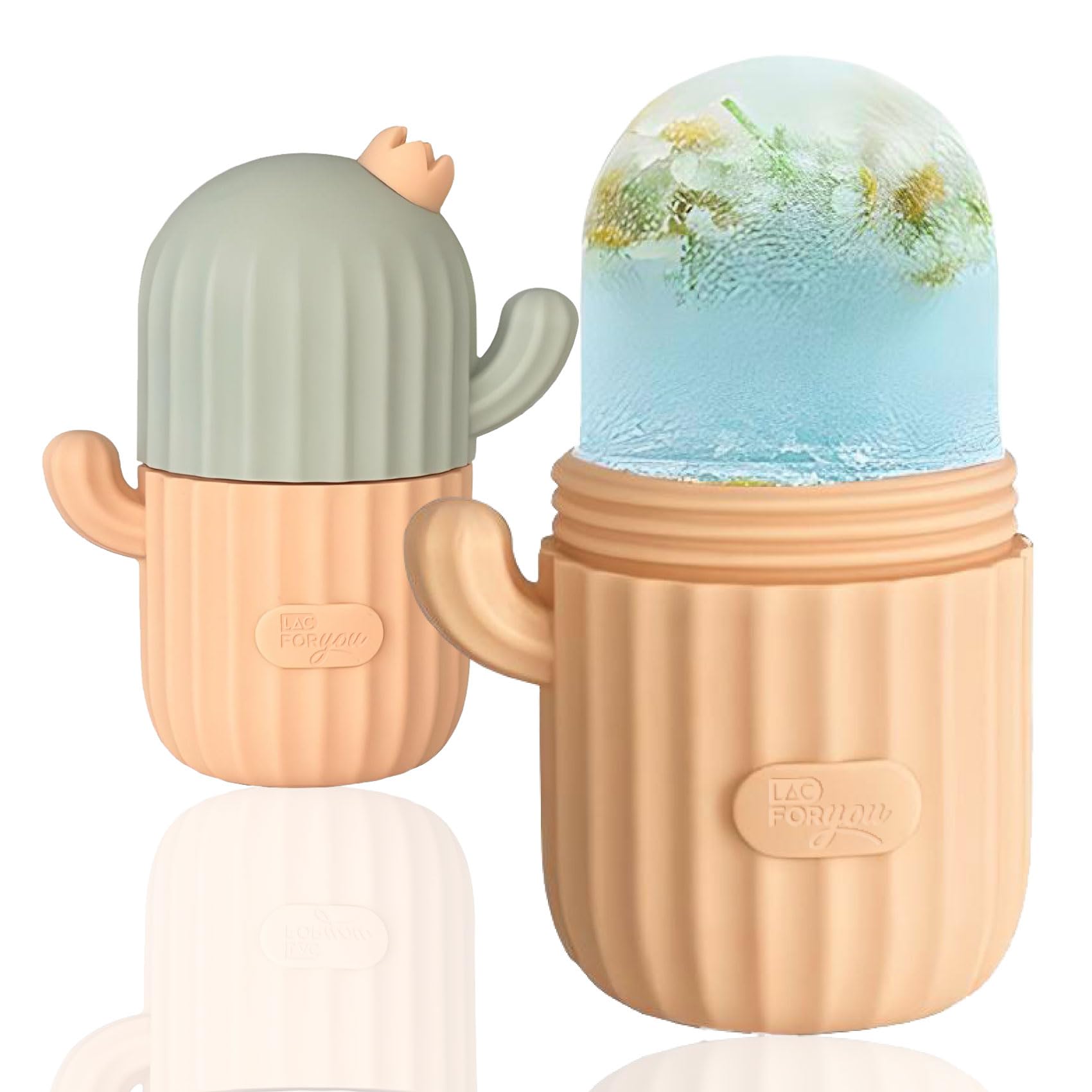 LAC FOR YOU Ice Roller for Face and Eyes – Cactus Design Ice Face Roller, De-Puffing Tool for Eyes & Pores, Cooling Skincare Tool