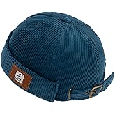 Men Hats Docker Cap Hats Beanie Sailor Cap Worker Hat Rolled Cuff Retro Brimless Hat with Adjustable