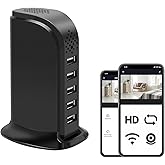 Security Camera USB Charger, 5-Port Phone Charger Surveillance Camera, 1080P Video Recording WiFi Real-Time Monitoring Mini C