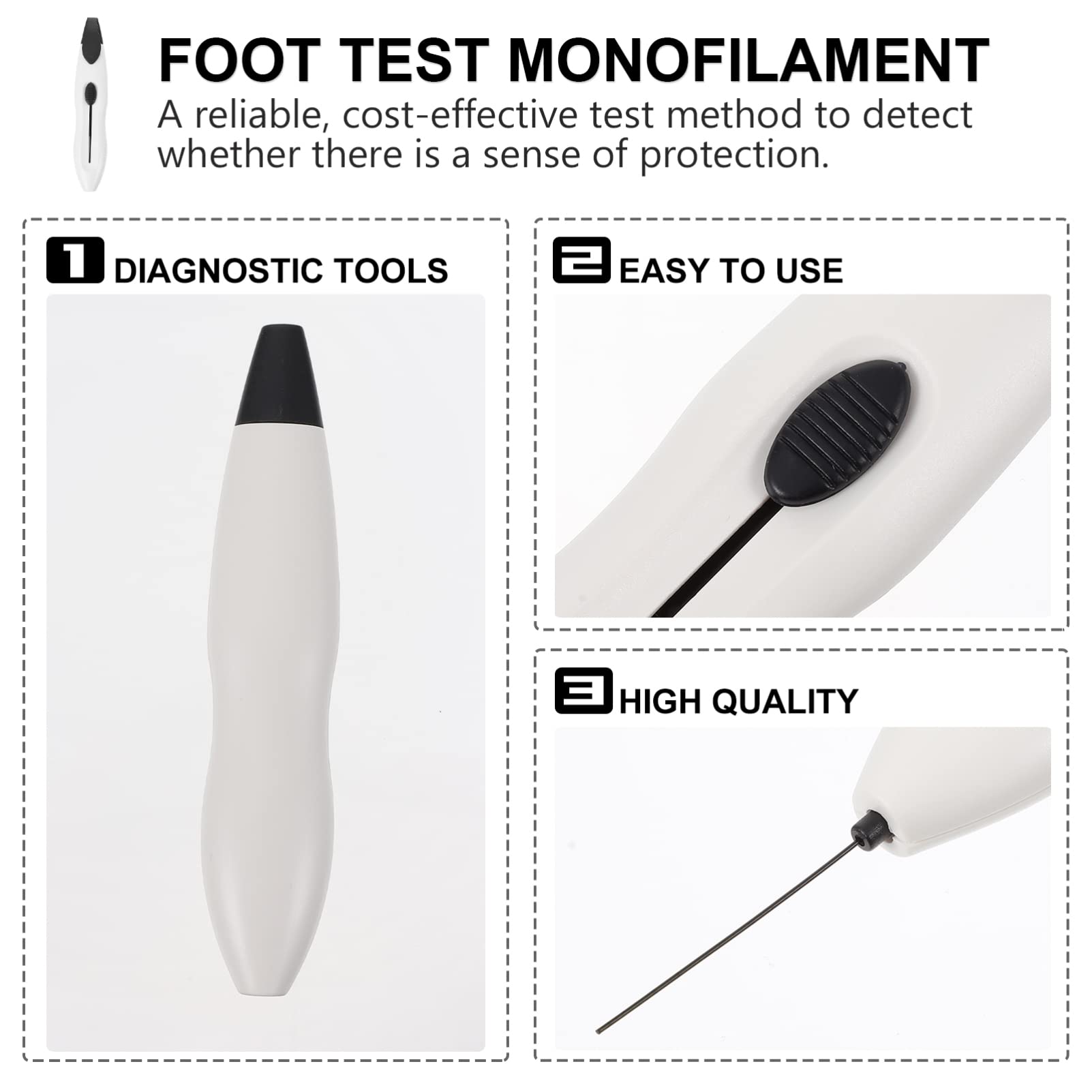 12pcs Monofilament Pen, 10g Foot Neuropathy Test Monofilament FootFilament Diabetic Pen Retractable Foot Tester Nerve Skin Contact Needle Foot Probe