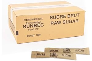SUNBEC Individual Sugar packets Raw Sugar, 1000 Count (3.5kg) �C Single Serve Sugar Sticks for Coffee and Bulk Use, 100% Pure 