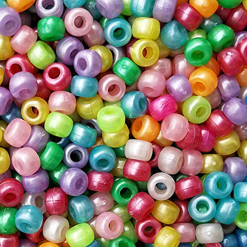 Bala&Fillic Pony Beads Size 6X9mm 1000pcs Matte Multi Colors Mixed in Bag, Craft Pony Beads for Making Bracelets