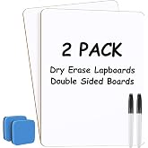 MaxGear Double Sided Dry Erase Board, 9'' x 12'' Small White Board, 2 Pack | Reusable Double Sided Surface, Easy to Write and Erase, Portable Small Learning Board, Includes 2 Markers and 2 Erasers