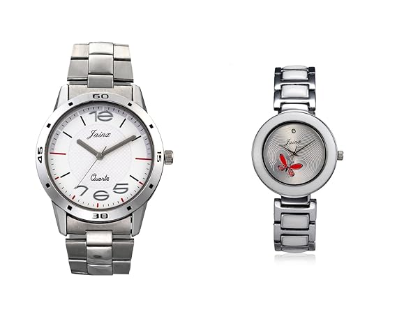 Analogue White and Silver Dial Couple Watch