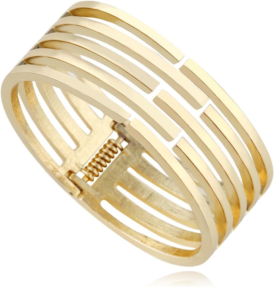 KAYMEN FASHION JEWELLERYGilrs Gold Plated Cuff Bangle Bracelet for Women Statement 5 Sticks Bangle Fashion Jewelry