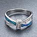Bamos Jewelry Blue Opal Best Friend Valentine's Day Gift White Gold X Cross Womens Ring Size 6