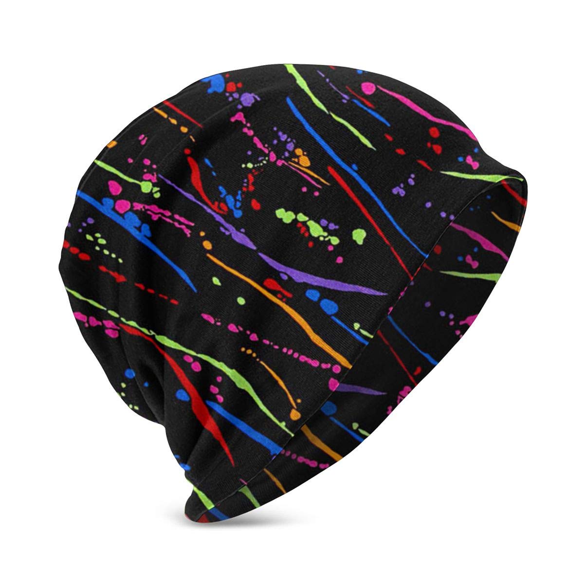 Rainbow Bright Paint Splatter Warm Winter Hat Knit Beanies Skull Cap