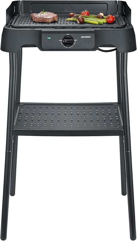 Barbecue Elettrico con Supporto, Rivestimento in Ceramica, 2000 W