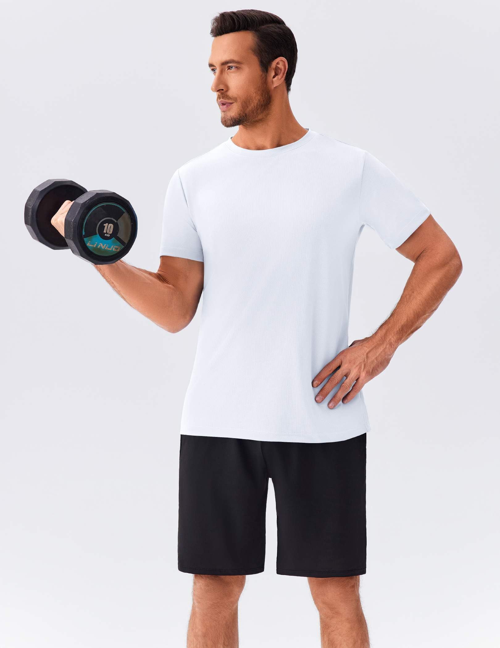 PINSPARK Men's 3 Pack Workout Shirts Quick Dry Moisture Wicking Crewneck Tee Shirt Mesh Athletic T-Shirts