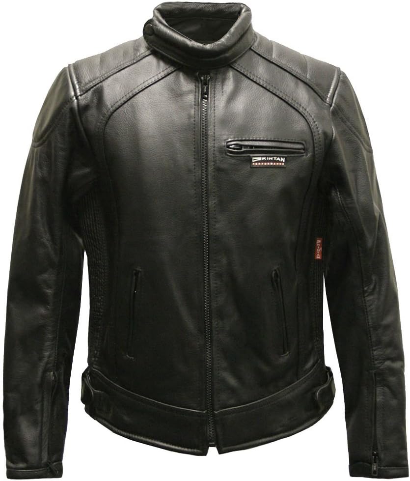 Skintan Childrens Kids Padded Leather Motorcycle Biker Jacket Black