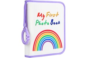 XFVEIWOO Baby Photo Book Holds 21 4x6 Photos, My First Photo Book for Baby or Toddlers,Baby Photo Album Soft Cloth Family Book, Cute Book Gift for Babies Shower Newborns Family Photos (Purple)