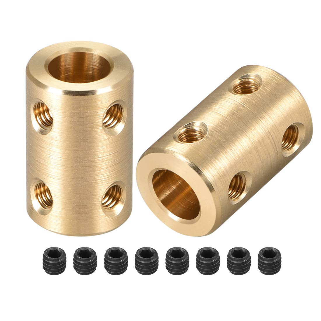 sourcing map 8mm to 8mm Bore Rigid Coupling Set Screw L22XD14 Copper,Shaft Coupler Connector for 3D Printers, Motor Accessories,2pcs