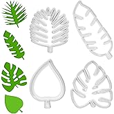 4 Pcs Leaf Cookie Cutters Shapes Fondant Cutters Hawaiian Palm Tree Cutter, Multipurpose Fondant Leaf-Cutter, Mold for Paste Cake Decorating Holiday Biscuit Cutter for Cookie Making Birthday Party