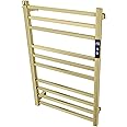 XBVV Towel Warmer Rack for Bathroom with Timer/Fahrenheit Temperature Control Wall Mounted Electric Heated 10 Bar Rail Plug-in or Hardwired Keep Bath Shower Towel Warming (Brushed Gold)