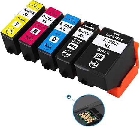 Ouguan Lot De 5 Remplacement Pour Epson 202 202 X L Cartouches D Encre Compatible Avec Epson Expression Premium Xp 6000 Xp 6005 Noir Noir Photo Cyan Magenta Jaune Amazon Fr Fournitures De Bureau