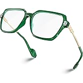 VISOONE Oversized Blue Light Blocking Glasses with Chic Square TR90 Frame and Metal Temple for Women Men REMY