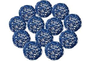 zorpia 12 Pieces Wicker Rattan Balls Decorative Orbs Vase Fillers for Craft, Party, Wedding Table Decoration, Baby Shower, Aromatherapy Accessories (Diameter 2 Inch, Dark Blue)