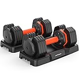 Sportsroyals 25LB Adjustable Dumbbells Set, 5LB to