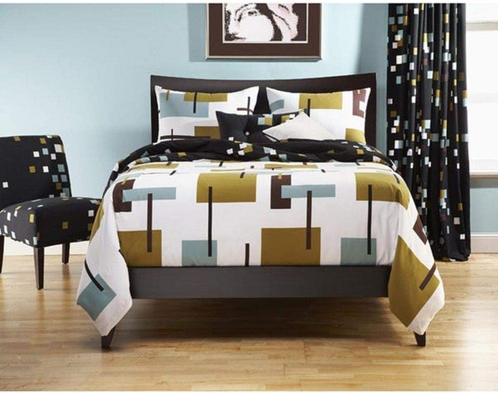 Amazon.com: TRP 6 Piece Retro Bauhaus Duvet Comforter Set Queen, Mid ...