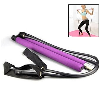Leegoal Portable Pilates Bar Kit with Resistance Band, Resistance Band and Toning Bar Yoga Pilates Stick Yoga Exercise Bar with Foot Loop for Home ...