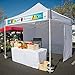 E-Z UP ES100S Instant Commercial Pop Up Canopy Tent, 10' x 10' with 3 Sidewalls, 1 Mid-Zip Sidewall and Wide-Trax Roller Bag, White