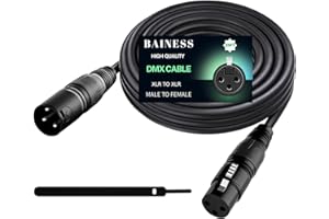 BAINESS 25ft Flexible DMX Cable 3 Pin Signal XLR Male to Female DMX Cables Wire for Stage Lighting, DJ Lights, Moving Head & 