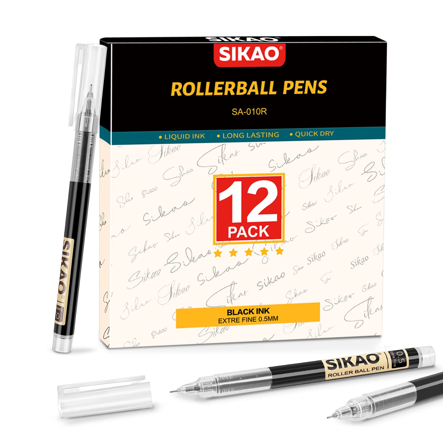 Sikao Liquid Ink rollerball pens roller ball pens pen office pens fine point black ink (12)