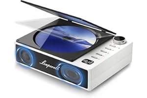 CD Player Portable, Leapwell Portable CD Player with Speakers Bluetooth Rechargeable, Small Compact Retro CD Players for Home, Personal Desktop CD Player with USB White