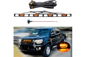 MEALAM Amber LED Lights 4PCS Front Grille Raptor Lamps Car Accessories with Harness and Fuse, Compatible with 2012 2013 2014 2015 Toyotaa Tacoma with TRD Pro Grille