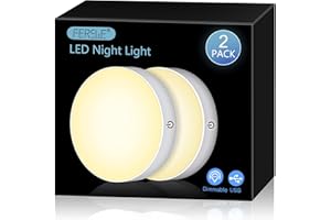 FERSWE Dimmable Touch Lights, 3000K Rechargeable Tap Light with 1000mAh Large Battery, Stick on Lights for Closet, Cabinet, S