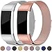 For Fitbit Charge 2 Bands, Maledan Stainless Steel Milanese Metal Replacement Accessories Bracelet Strap with Magnet Lock for Fitbit Charge 2 HR Rose Gold Silver Small