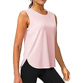 AURUZA Ice Silk Workout Tank Tops Women, Sleeveless Athletic Long Tank Tops Woman Cooling Running Yoga Tennis Shirt Loose Fit