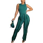 Sriswel Women Sexy 2 Piece Outfits Fringe Pants Jumpsuit Set Tassel Club Going Out Birthday Party Night Clubwear