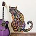 Cat Wall Sticker Trio - Set of 3 Stickers - Repositionable Cat Wall Decals in Flower Pattern (as Shown, S)