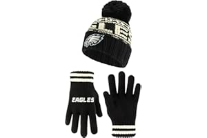 Ultra Game Adults NFL Official Super Soft Cable Knit Winter Beanie Knit Hat with Warm Touch Screen Gloves