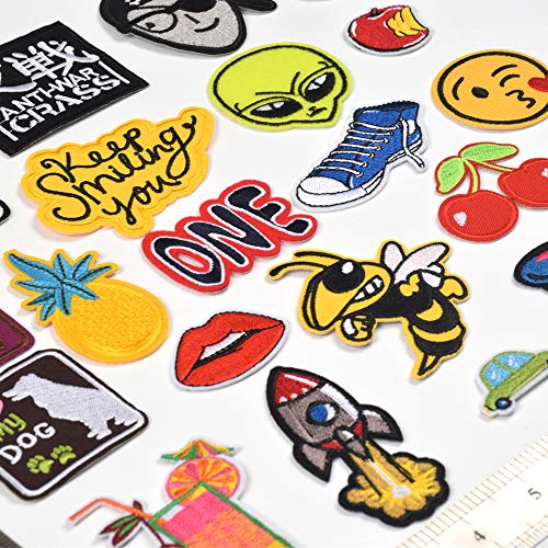 J.CARP Assorted Styles Cool Embroidered Iron Patch on Cute Sewing Applique Applique for Jacket Hat Backpack Jeans Sewing Flowers Applique DIY Accessory (22PCS)