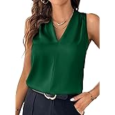EVALESS Women's Pleated V Neck Sleeveless Tank Top