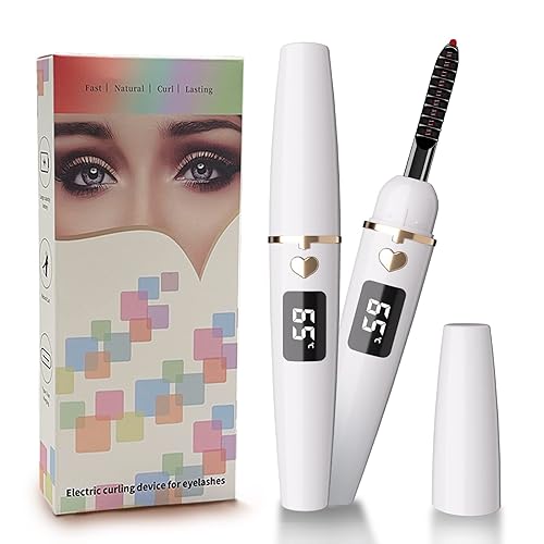 EYECURL Heated Eyelash Curler, Heated Lash Curler, Electric Eyelash Curler Heated with Silicone Pad Safe for Natural Long-Lasting Eyelashes (White, X8-132MM)