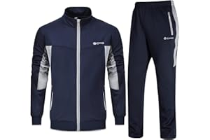 BGOWATU Men's Tracksuit Athletic 2-piece set Casual Full Zip Running Suits Set Long Sleeve Sports Sweatsuits