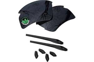 Raydi Polycarbonate Replacement Lenses & Rubber Kits for Oakley Flak 2.0 XL OO9188 Sunglasses - Solid Black - Polarized