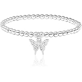 MEPLUS FASHION Bracelets for Women Gold Silver Stainless Steel 4mm Bead Ball Stretchable Elastic Bracelet