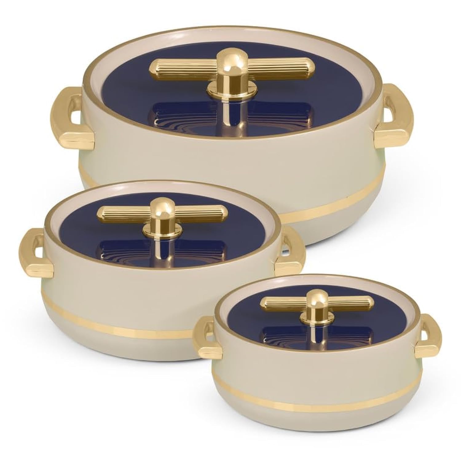 Photo 1 of Casserole Set Of 3 Lid & Handle| Keeps Food Hot & Fresh For Long Hours| Suitable For Chapati, Roti, Biryani, And More (1700ml, 1200ml, 600ml) Royal Navy Blue