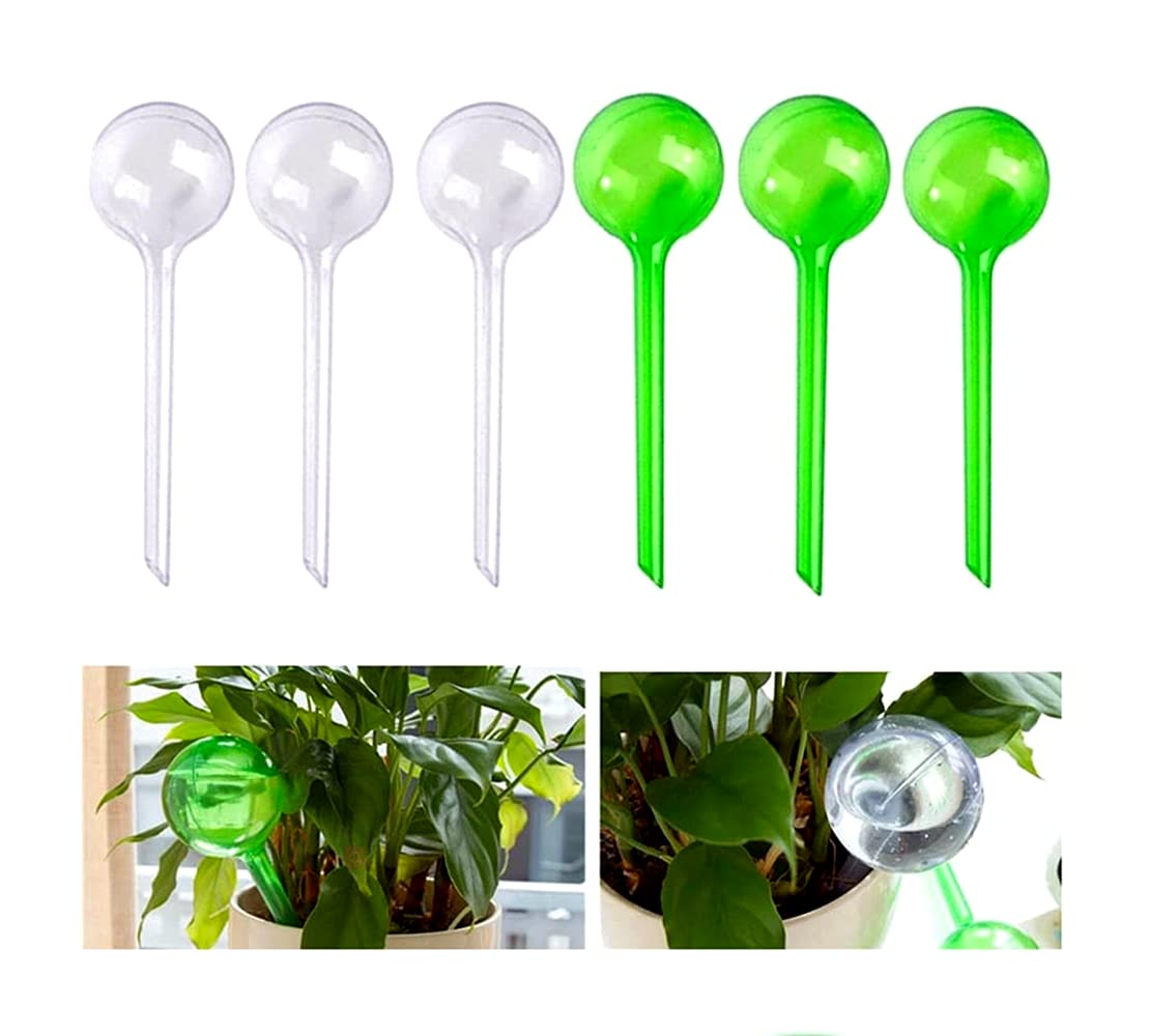 Himtop 6 Pcs Plant Self Watering,Water Bulbs for Plants.1.96inch S Size Automatic PVC Watering Globes, Drip Irrigation Device Self Watering System for Your Indoor Outdoor Plants (Green & White)