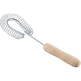 Stainless Steel Spiral Wire Whisk - Heavy Duty Coil Sauce & Gravy Whipper - Wooden Handheld Egg Whisks