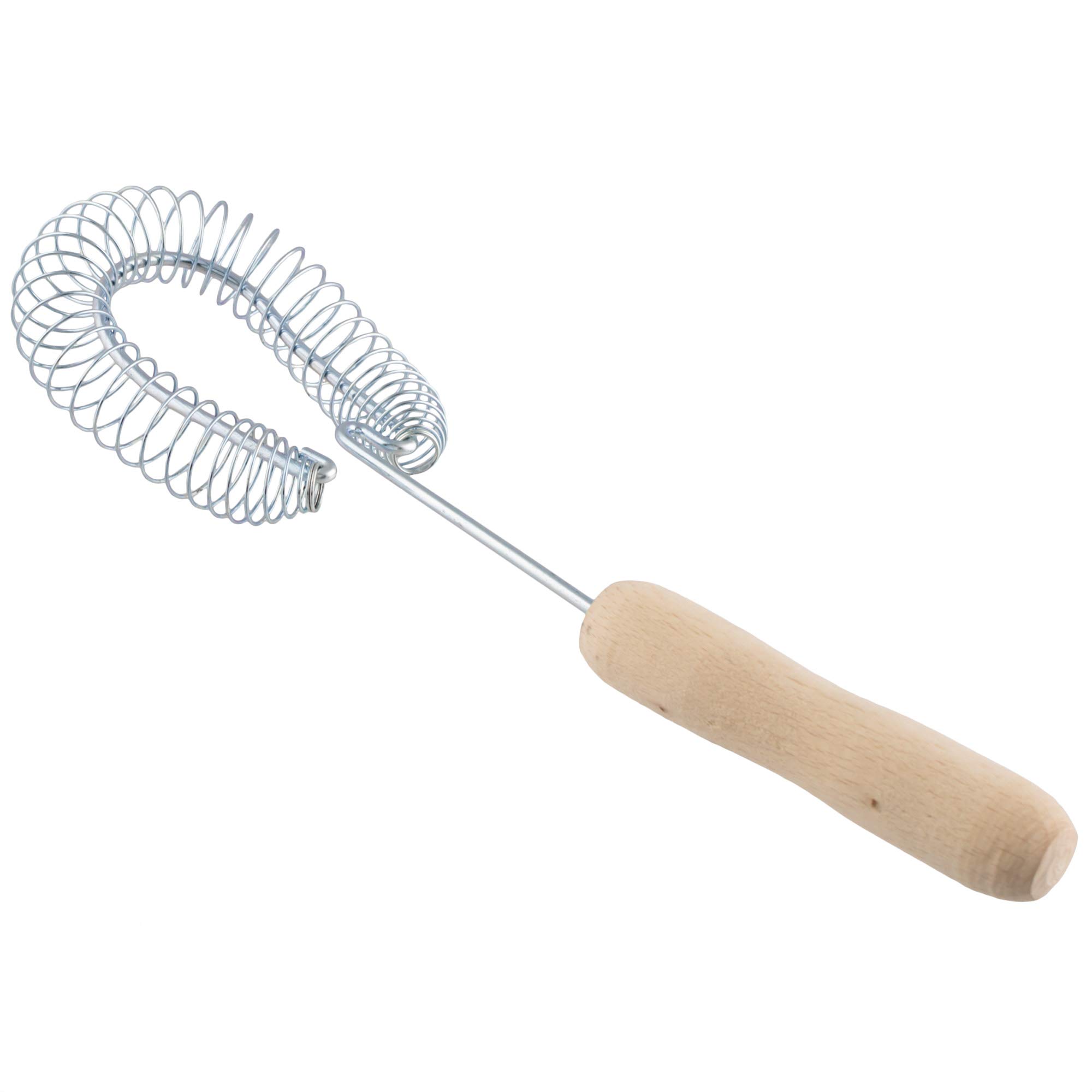 OFXDD Stainless Steel Whisk - Silver, Brown - Heavy Duty Coil Sauce & Gravy Whipper - Wooden Handheld Egg Whisks