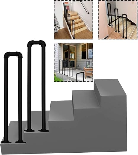 Amazon Co Jp 手すり 屋外玄関 階段用の手すり 高齢者の子供のロフト廊下の安全サポートバーを備えた黒い階段レールの錬鉄製u字型段階段手すり ホーム キッチン