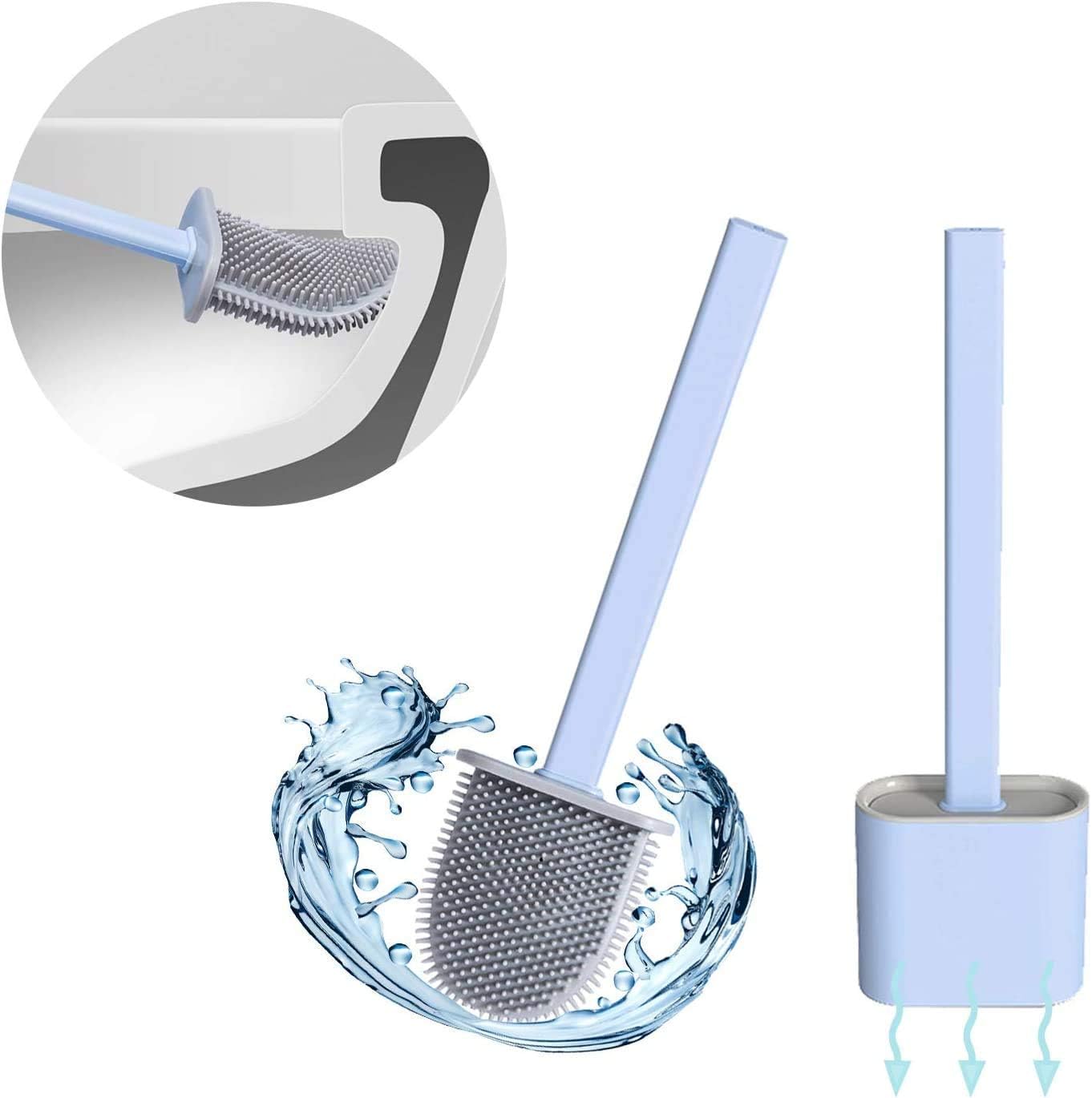 VAVSU Flexible Silicon Toilet Brush with Holder Stand for Western