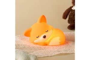 ATSUI Fox Night Light, LED Squishy Novelty Animal Lamp, Food Grade Silicone, 2 Level Dimmable, Nursery Nightlight for Desk Decor, Funny Gifts Stuff for Boys Girls Baby, White Elephant Gifts