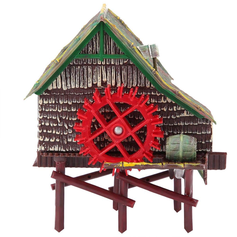 Fish Tank Landscaping Decoration Pneumatic Aerated Waterwheel Hut